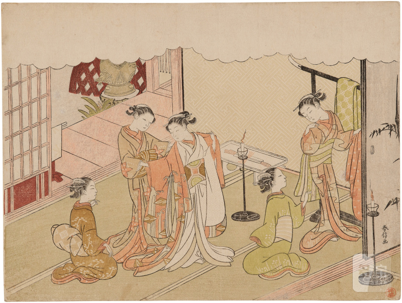 Suzuki Harunobu (1725-1770) | The complete set of Marriage in Brocade Prints, the Carriage of the Virtuous Woman (Konrei nishiki misao-guruma), also known as the Marriage series | Edo period, 18th century - 图10